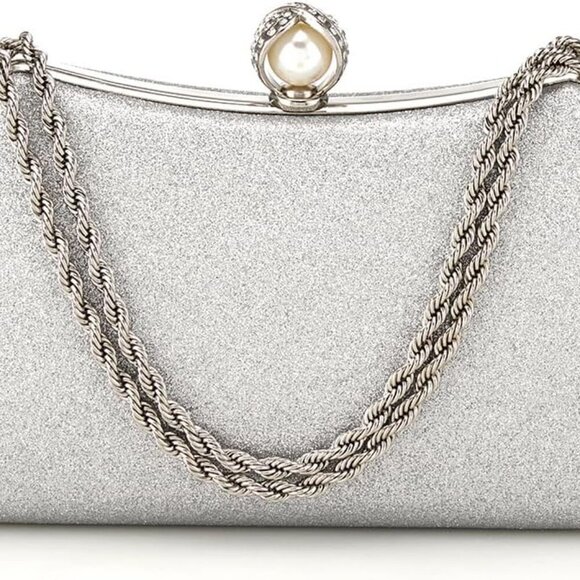 Pearl Clutch Purse for Women Evening Bag Wedding Party Shoulder Bag - Picture 1 of 8